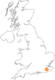 map showing location of Royal Tunbridge Wells, Kent