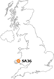 map showing location of SA36