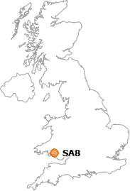 map showing location of SA8