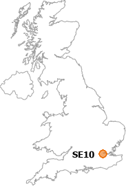 map showing location of SE10