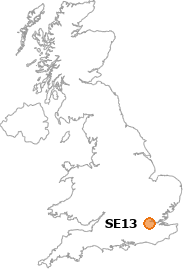 map showing location of SE13