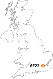 map showing location of SE22