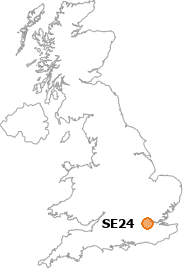 map showing location of SE24