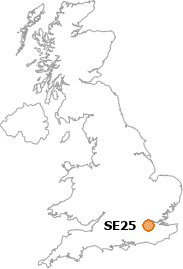 map showing location of SE25