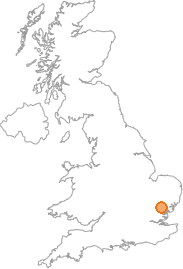 map showing location of Sible Hedingham, Essex