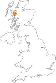 map showing location of Skulamus, Highland
