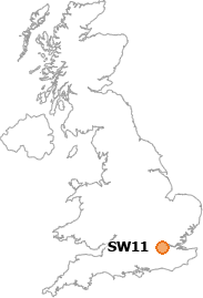 map showing location of SW11