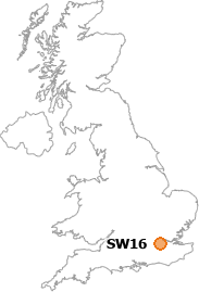 map showing location of SW16
