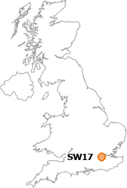 map showing location of SW17
