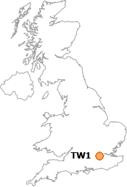map showing location of TW1