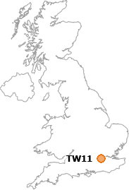 map showing location of TW11