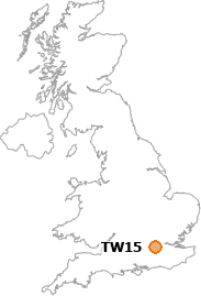 map showing location of TW15