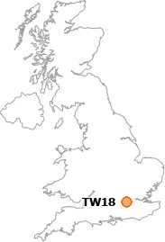 map showing location of TW18