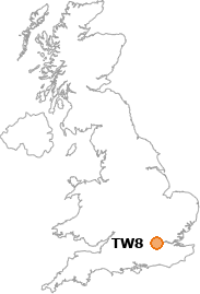 map showing location of TW8