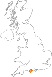 map showing location of Tyneham, Dorset