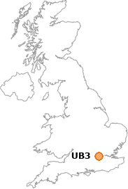 map showing location of UB3