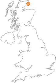 map showing location of Whaligoe, Highland