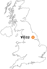 map showing location of YO32