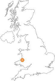 map showing location of Ystrad Meurig, Ceredigion