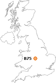 map showing location of B75