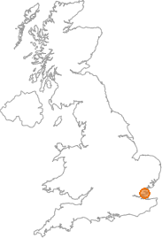 map showing location of Ballards Gore, Essex