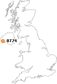 map showing location of BT74
