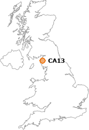 map showing location of CA13