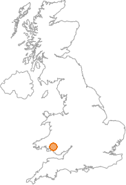 map showing location of Caehopkin, Powys
