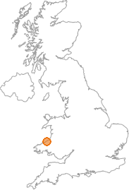 map showing location of Cross Inn, Ceredigion