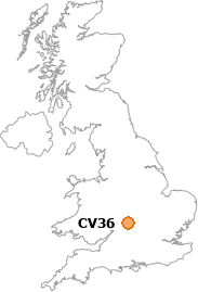map showing location of CV36