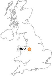 map showing location of CW2