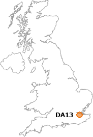 map showing location of DA13