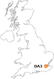 map showing location of DA3