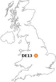 map showing location of DE13