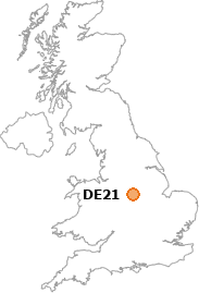 map showing location of DE21