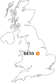 map showing location of DE55