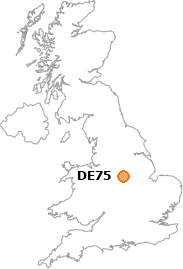 map showing location of DE75