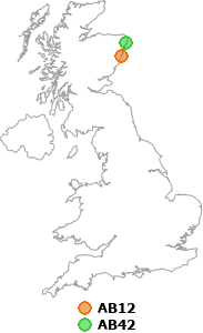 map showing distance between AB12 and AB42
