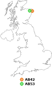 map showing distance between AB42 and AB53