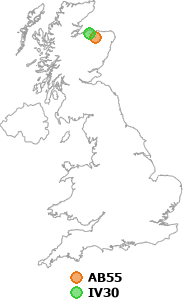 map showing distance between AB55 and IV30