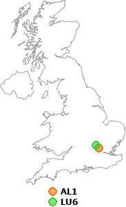 map showing distance between AL1 and LU6
