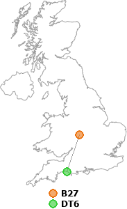 map showing distance between B27 and DT6