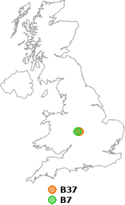 map showing distance between B37 and B7