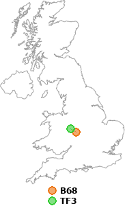 map showing distance between B68 and TF3