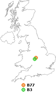 map showing distance between B77 and B3