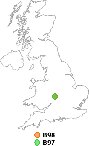 map showing distance between B98 and B97
