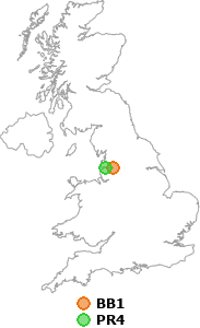 map showing distance between BB1 and PR4