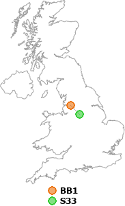 map showing distance between BB1 and S33