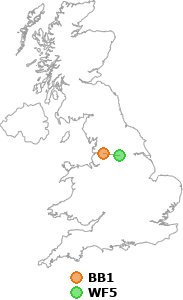 map showing distance between BB1 and WF5