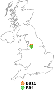 map showing distance between BB11 and BB4